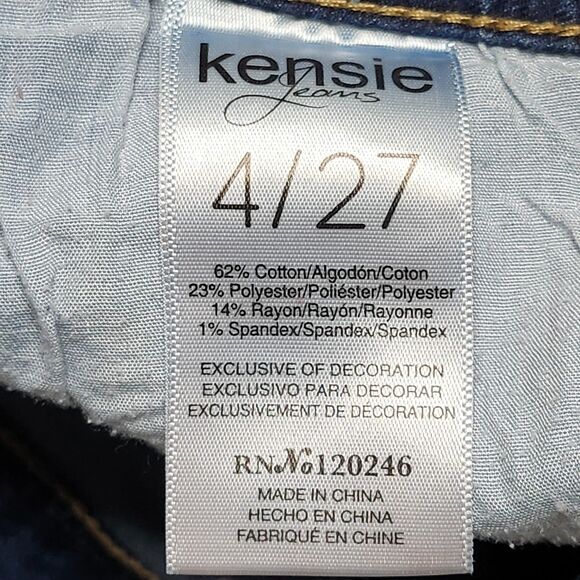 Kensie Jeans Skinny Crop Womens 4/27 4 Mid Rise Blue Distressed‎ Patchwork Denim - Picture 11 of 16